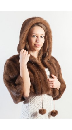 Mink fur shawl, with hood